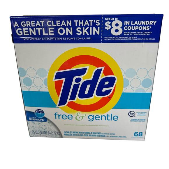 Tide Free and Gentle Laundry Detergent Powder 68 Loads 95 Oz NEW * 1 BOX* - Picture 1 of 6